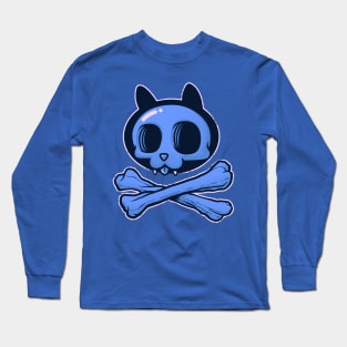 Cute Cartoon Cat Skull & Bones Adorkable Kitten Long Sleeve T-Shirt